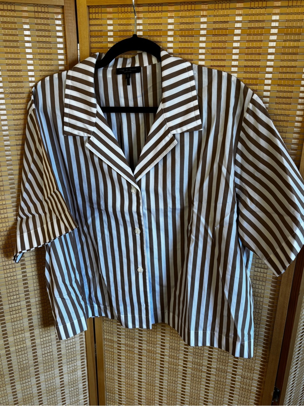rag & bone Camel Stripe Button-Up Shirt Medium